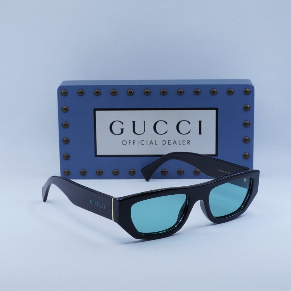 Gucci GG1134S 004 Men Rectangle Sunglasses - Black / Green - Picture 11 of 12